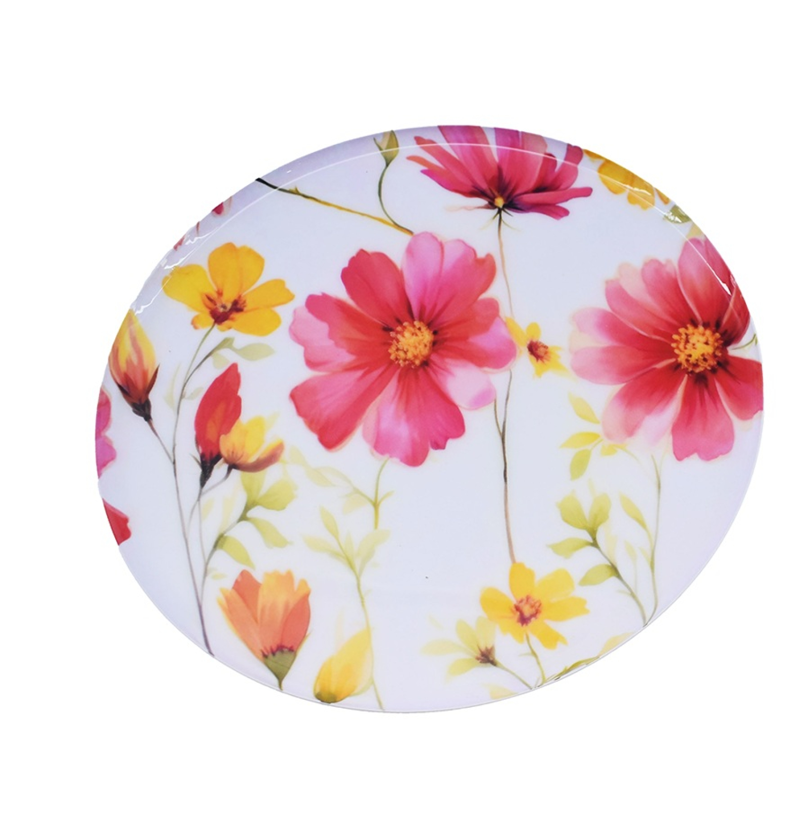 Metall-Teller Blumen, D25,5cm weiss/bunt 760374-85